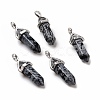 Natural Snowflake Obsidian Pointed Pendants G-K329-65P-1