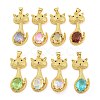 Rack Plating Brass Micro Pave Clear Cubic Zirconia Pendants ZIRC-L100-159G-1