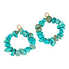 2Pcs Dyed Synthetic Turquoise Chip Beaded Pendants PALLOY-TAC0232-01-2