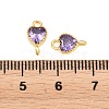 Brass Pave Cubic Zirconia Heart Links Connector Charms KK-K340-49G-4