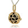 Golden Tone Brass Hollow Round Cage Pendants KK-J231-03G-2