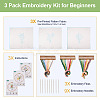 3Pcs 3 Style Vase & Flower Pattern DIY Display Decoration Embroidery Beginner Kit DIY-TA0006-16-3