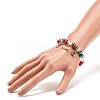 Acrylic Pearl Beaded Stretch Bracelet with Alloy Enamel Charms BJEW-JB08292-3