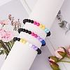 Acrylic Round Beaded Stretch Bracelet for Women BJEW-SW00066-03-4