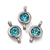 304 Stainless Steel Single Rhinestone Connector Charms STAS-E194-13P-14-1