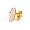 304 Stainless Steel with Plastic Pearl Cuff Open Rings FS-WGD589A-03-2