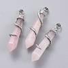 Natural Rose Quartz Big Pointed Pendants X-G-F696-B13-1