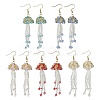 304 Stainless Steel Glass Seed Beads Jellyfish Dangle Earrings EJEW-MZ00553-2