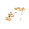 SHEGRACE Leafy Branch Brass Micro Clear Pave Cubic Zirconia Stud Earrings XGRQ4N292-717G-2