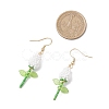 Stainless Steel Glass Flower Dangle Earrings EJEW-MZ00574-05-4