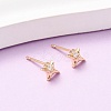 Brass Micro Pave Clear Cubic Zirconia Star Stud Earrings EJEW-L278-02G-1