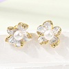 Brass Micro Pave Cubic Zirconia Enamel Stud Earrings CU-CBABA66-12A-G-1