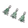 Medium Sea Green Christmas Tree Enamel Alloy Pendants X-EAP0307Y-3