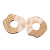 Transparent Resin & Walnut Wood Pendants RESI-S389-050A-B05-2