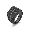 Square with Cross Pattern 304 Stainless Steel Finger Rings for Men FS-WGAC6B1-10-2