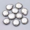 Flat Round Polymer Clay Rhinestone Natural Freshwater Shell Beads SHEL-R010-08-1