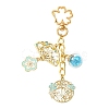 Flower Alloy Enamel & Glass Pendant Decorations HJEW-YW00200-04-1