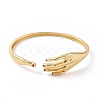 Cubic Zirconia Hand Palm Open Cuff Bangle BJEW-F445-14G-2