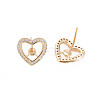 Brass Micro Pave Clear Cubic Zirconia Stud Earring Findings KK-S364-282-4
