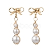 Bowknot Shell Pearl Tassel Stud Earrings EJEW-JE06882-3