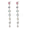 Rectangle with Teardrop Brass Micro Pave Cubic Zirconia Dangle Stud Earrings EJEW-G452-10P-4
