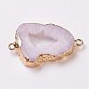 Electroplate Natural Druzy Geode Quartz Crystal Links connectors G-K189-04D-2