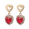 Glass Heart Dangle Stud Earrings EJEW-TA00215-1