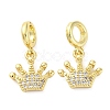 Brass Micro Pave Cubic Zirconia European Dangle Charms KK-D325-14G-1