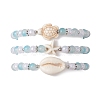 3Pcs 3 Styles Round Acrylic & Glass Beaded Stretch Bracelet Sets BJEW-JB10730-02-1
