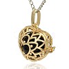 Golden Tone Brass Hollow Heart Cage Pendants KK-J243-05G-2