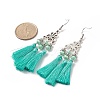 Polyester Tassel with Glass Beaded Chandelier Earrings EJEW-TA00183-01-3