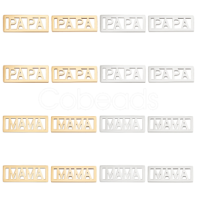 16Pcs 4 Styles 201 Stainless Steel Filigree Joiners STAS-UN0035-71-1