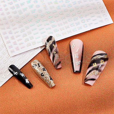 24 Sheets 12 Colors Letter Style Plastic Nail Art Stickers MRMJ-OC0003-21-1