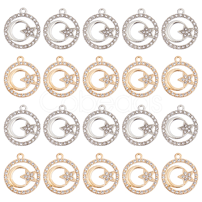 60Pcs 2 Colors Alloy Crystal Rhinestone Pendants FIND-DC0006-39-1