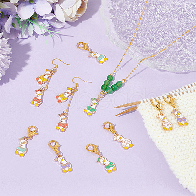 Alloy Enamel Duck Pendant Locking Stitch Markers HJEW-AB00119-1