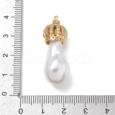Brass Micro Pave Clear Cubic Zirconia and Creamy White Imitation Pearl Pendants KK-A300-13A-G-1