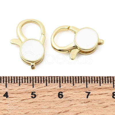 Flat Round Brass Enamel Lobster Claw Clasps KK-Z147-02G-B-1