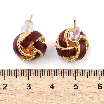Twist Brass Enamel Stud Earrings for Women EJEW-U055-05G-1