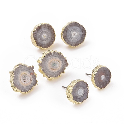 Natural Dyed Quartz Stud Earrings EJEW-P166-B01-1