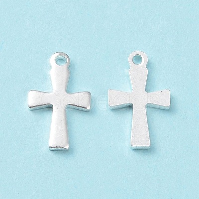 304 Stainless Steel Tiny Cross Charms STAS-L234-077S-1