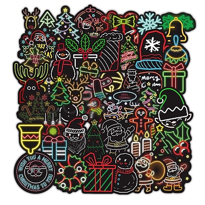 50Pcs Christmas PVC Self Adhesive Stickers XMAS-PW0001-197-1