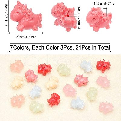 CHGCRAFT 21Pcs 7 Colors Opaque Resin Beads RESI-CA0001-48-1