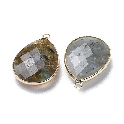 Faceted Natural Labradorite Pendants G-M356-B02-LG-1