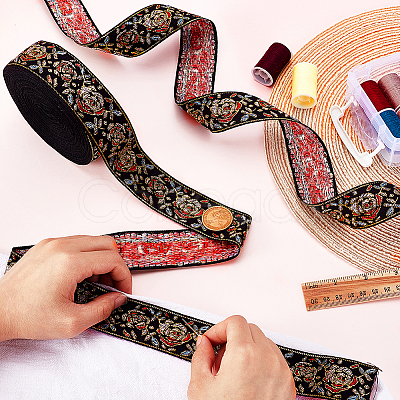 16.5Yards Ethnic Style Polyester Embroidery Flower Ribbon OCOR-GA0002-79-1