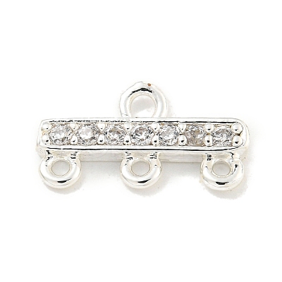Rack Plating Brass Micro Pave Clear Cubic Zirconia Rectangle Chandelier Component Links X-KKB-L215-037S-1