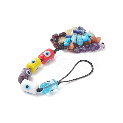 Handmade Evil Eye Lampwork Pendant Decorations HJEW-JM01053-01-1