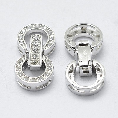 Anti-Tarnish Rhodium Plated 925 Sterling Silver Cubic Zirconia Watch Band Clasps STER-F037-124P-1