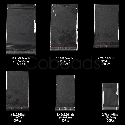 300Pcs 6 Styles OPP Cellophane Top Self-adhesive Bags OPC-FS0001-04-1