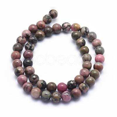 Natural Rhodonite Beads Strands G-G717-6mm-1