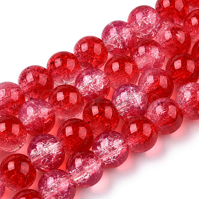 Transparent Crackle Baking Paint Glass Beads Strands DGLA-T003-01C-08-1